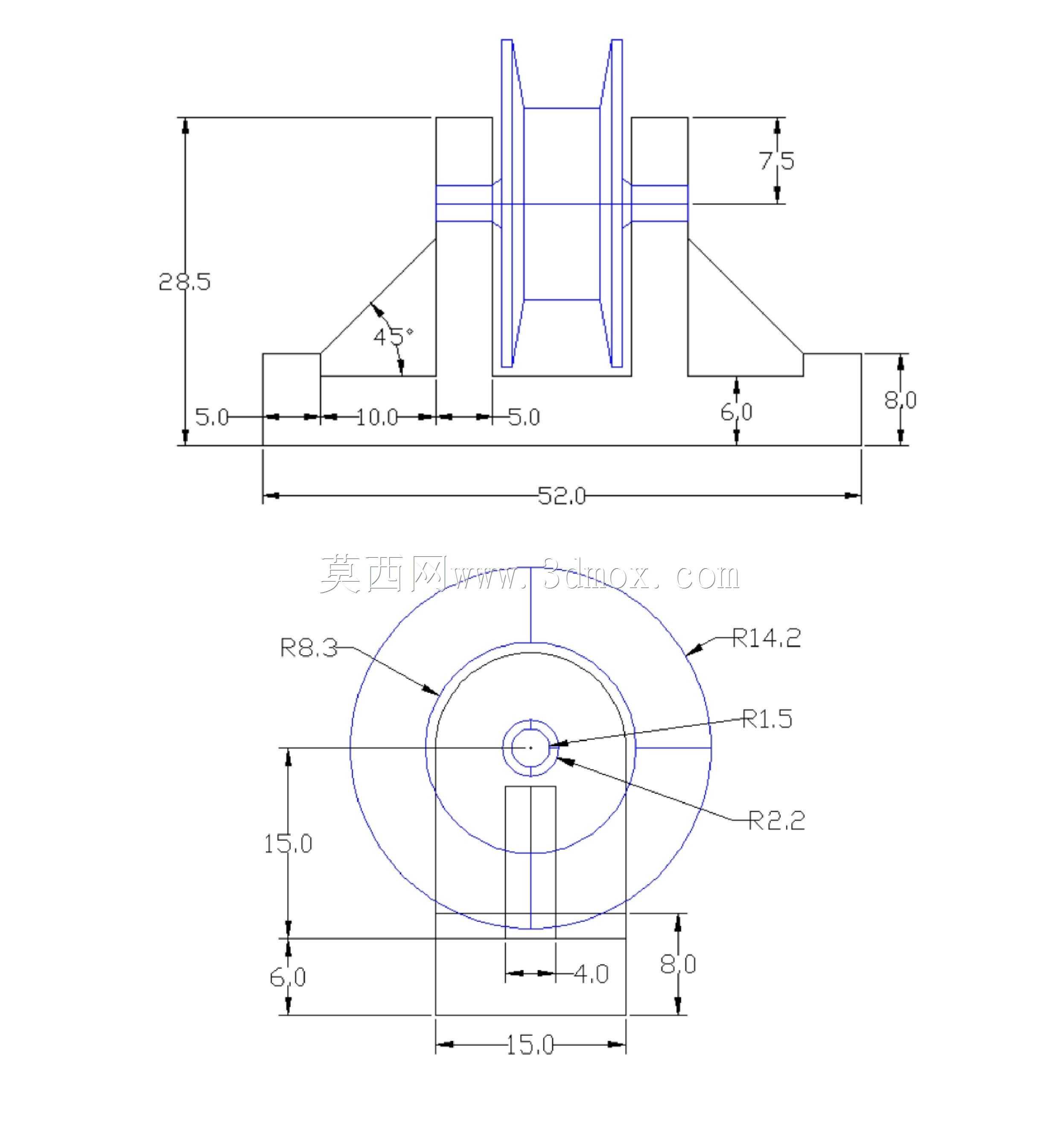 三维CAD基础练习/滑轮支架/Soporte de Polea/Autodesk Inventor Pro