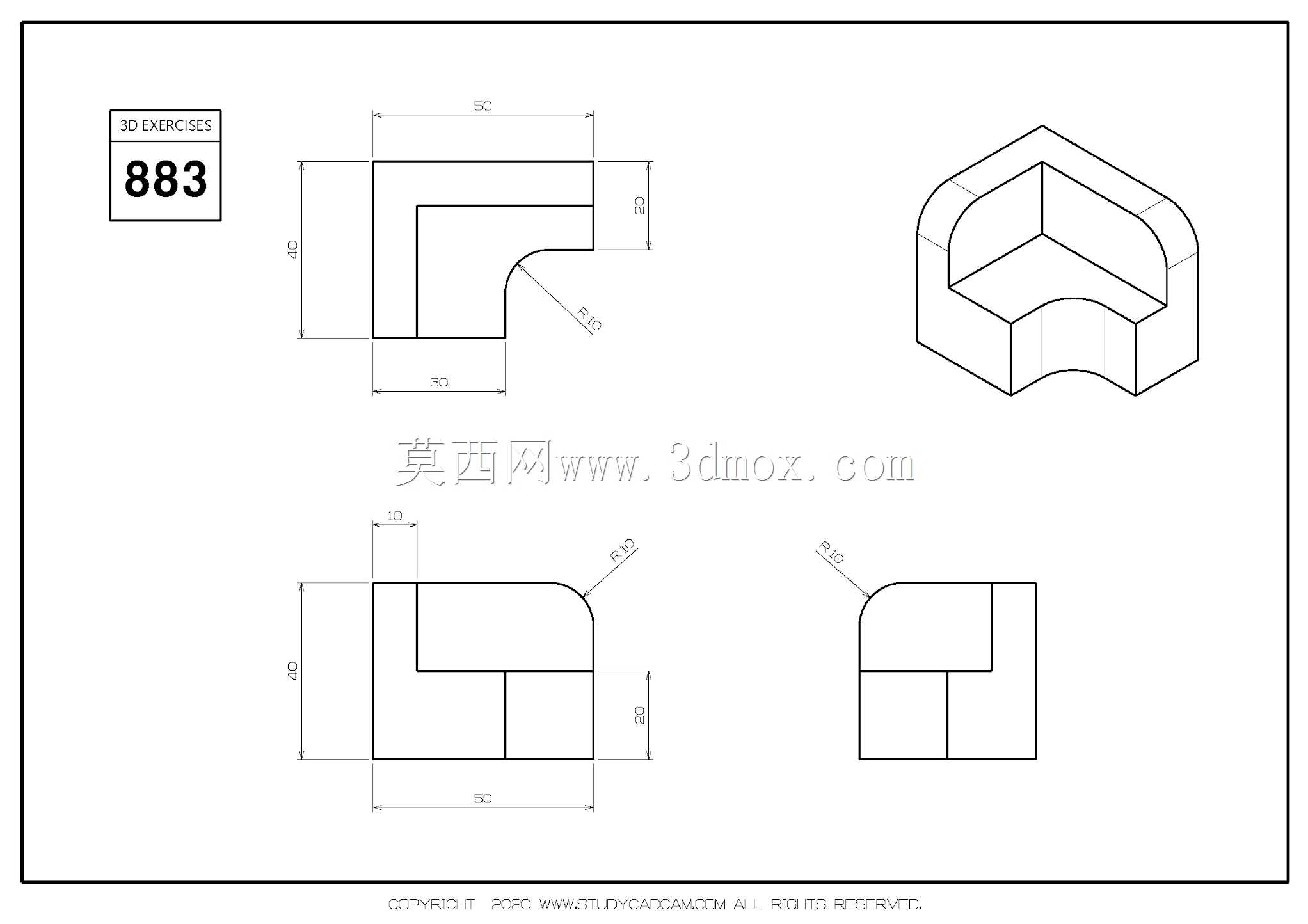 Studycadcam三维CAD练习883/Autodesk Inventor Pro