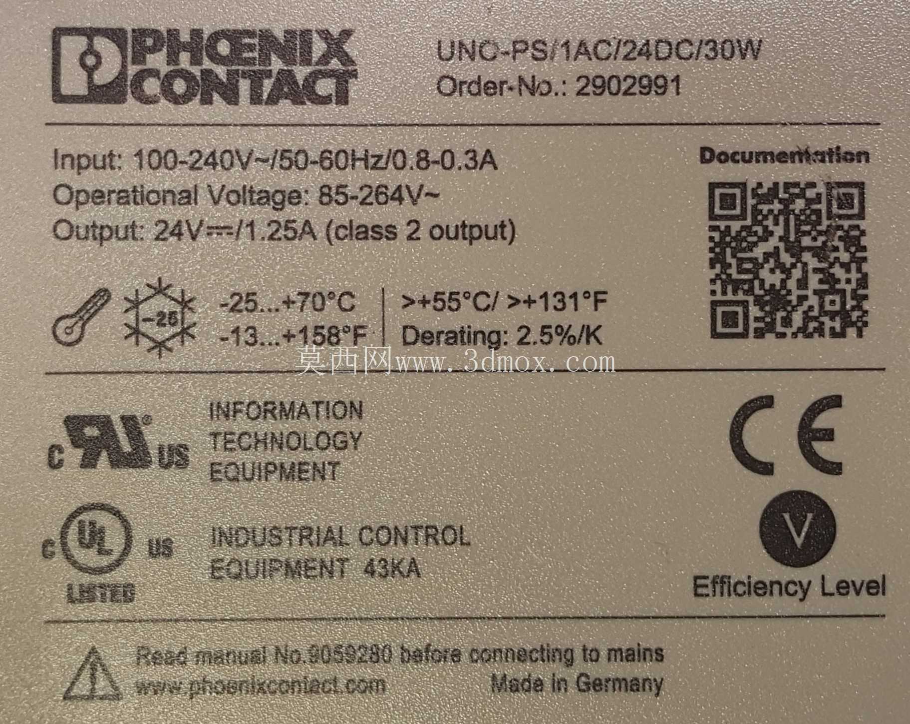 DIN 导轨式电源装置,UNO-PS1AC24DC 30W,PN 2902991