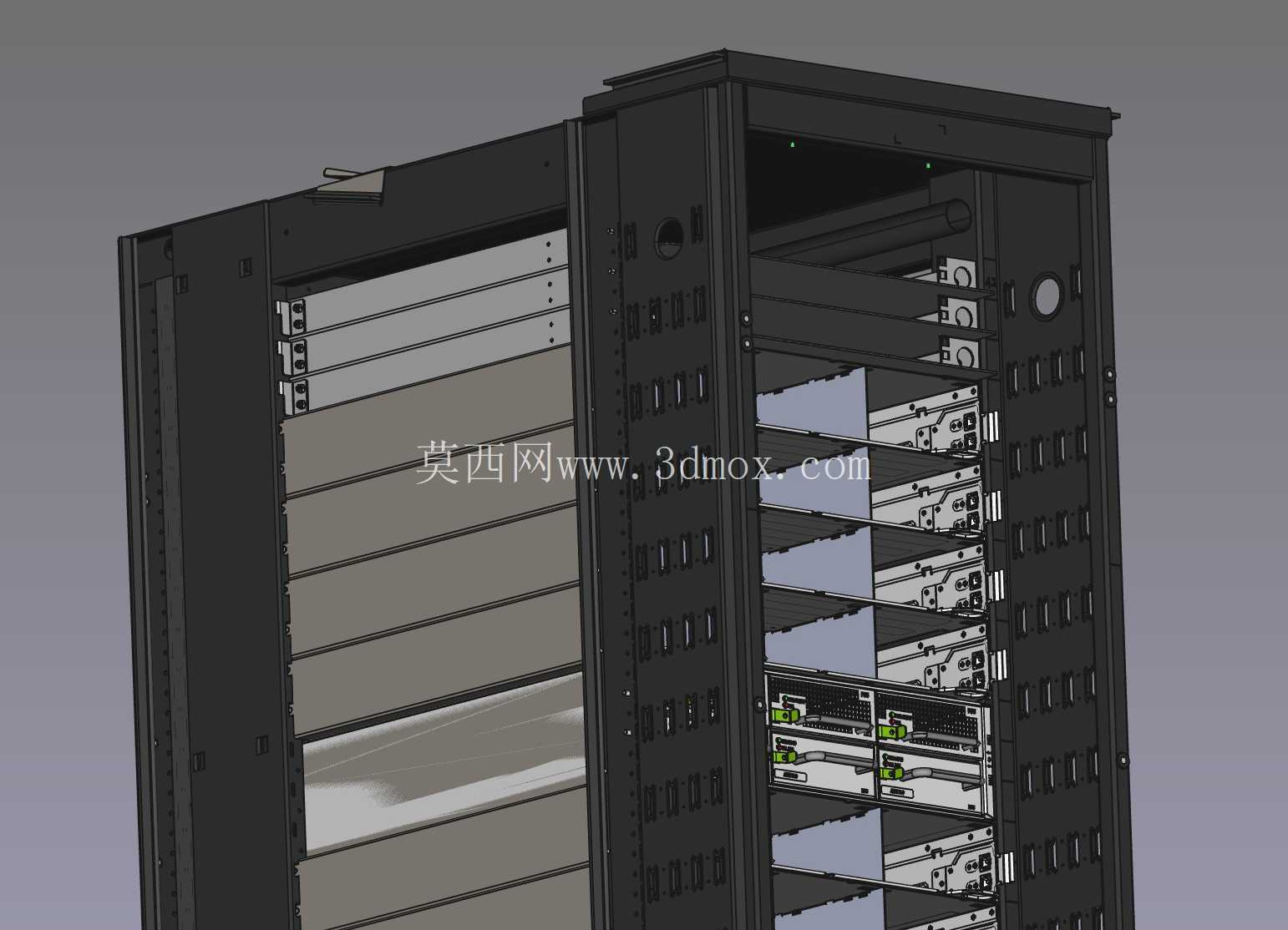 开放式机架 Singlet Rack V2,42 OU,带 Cubby Housing,电源架,EIA 适配器