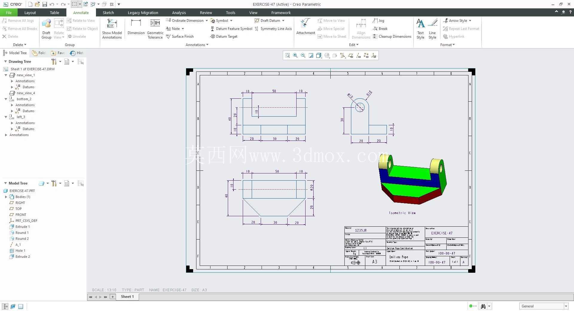 �� Creo PTC ��ʵ�� 200 �� Modele 3D