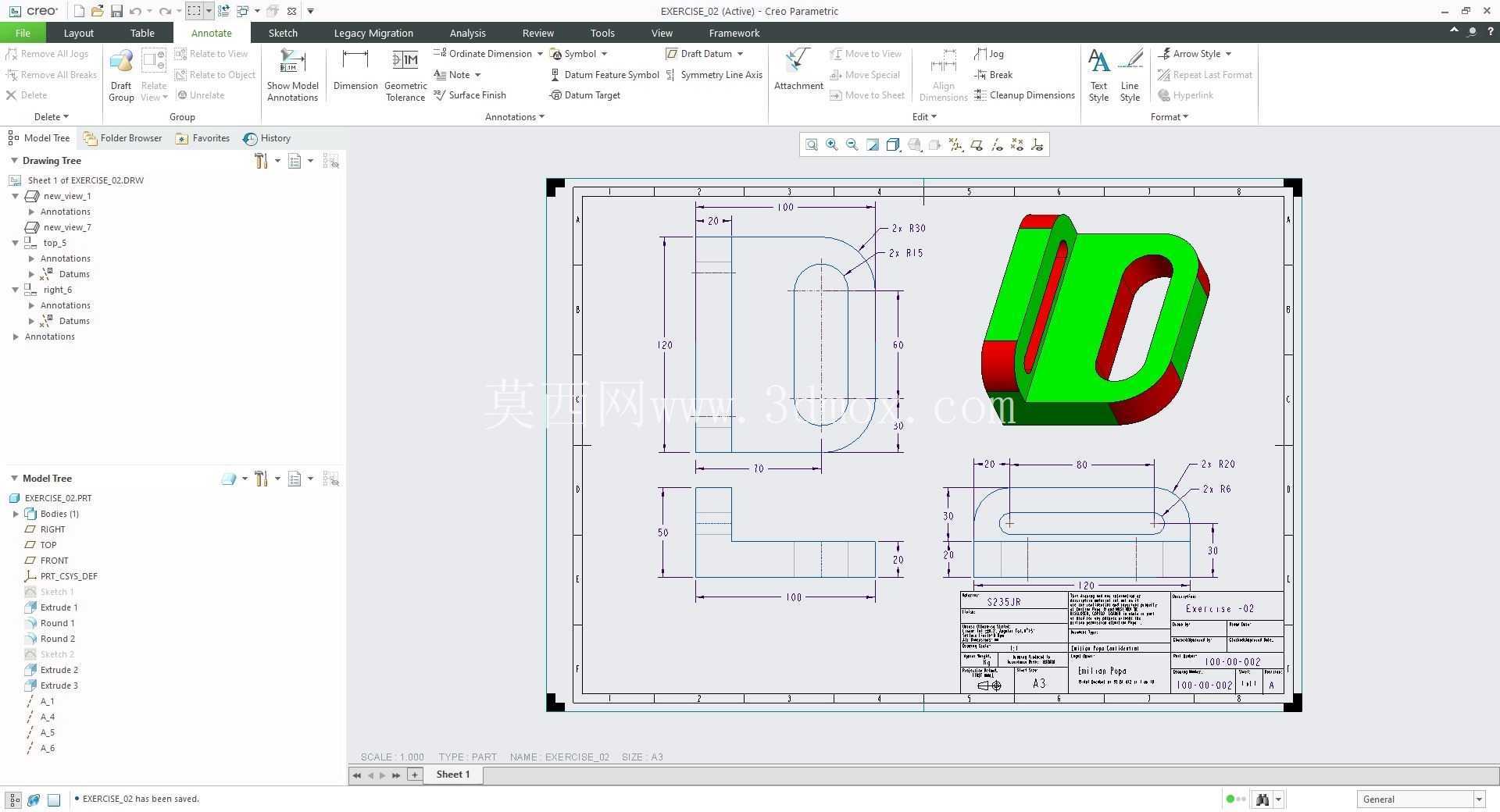 �� Creo PTC ��ʵ�� 200 �� Modele 3D