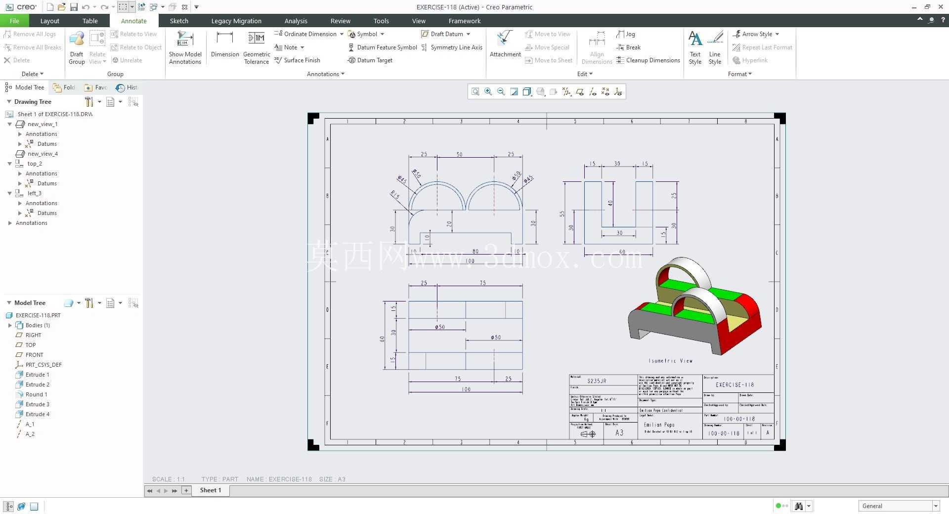 �� Creo PTC ��ʵ�� 200 �� Modele 3D