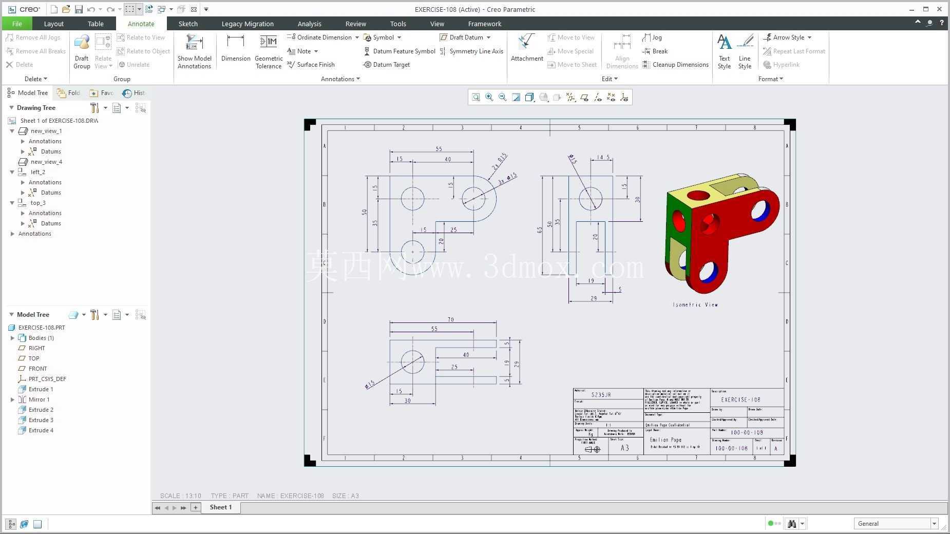 �� Creo PTC ��ʵ�� 200 �� Modele 3D