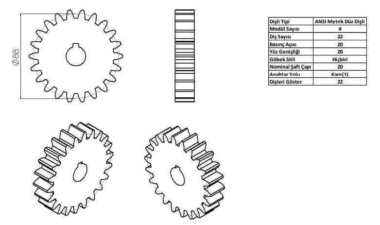 Kremayer - Pinyon Sisteminin Anlat?m? �� Detayl? Solidworks Montaj ?izimi