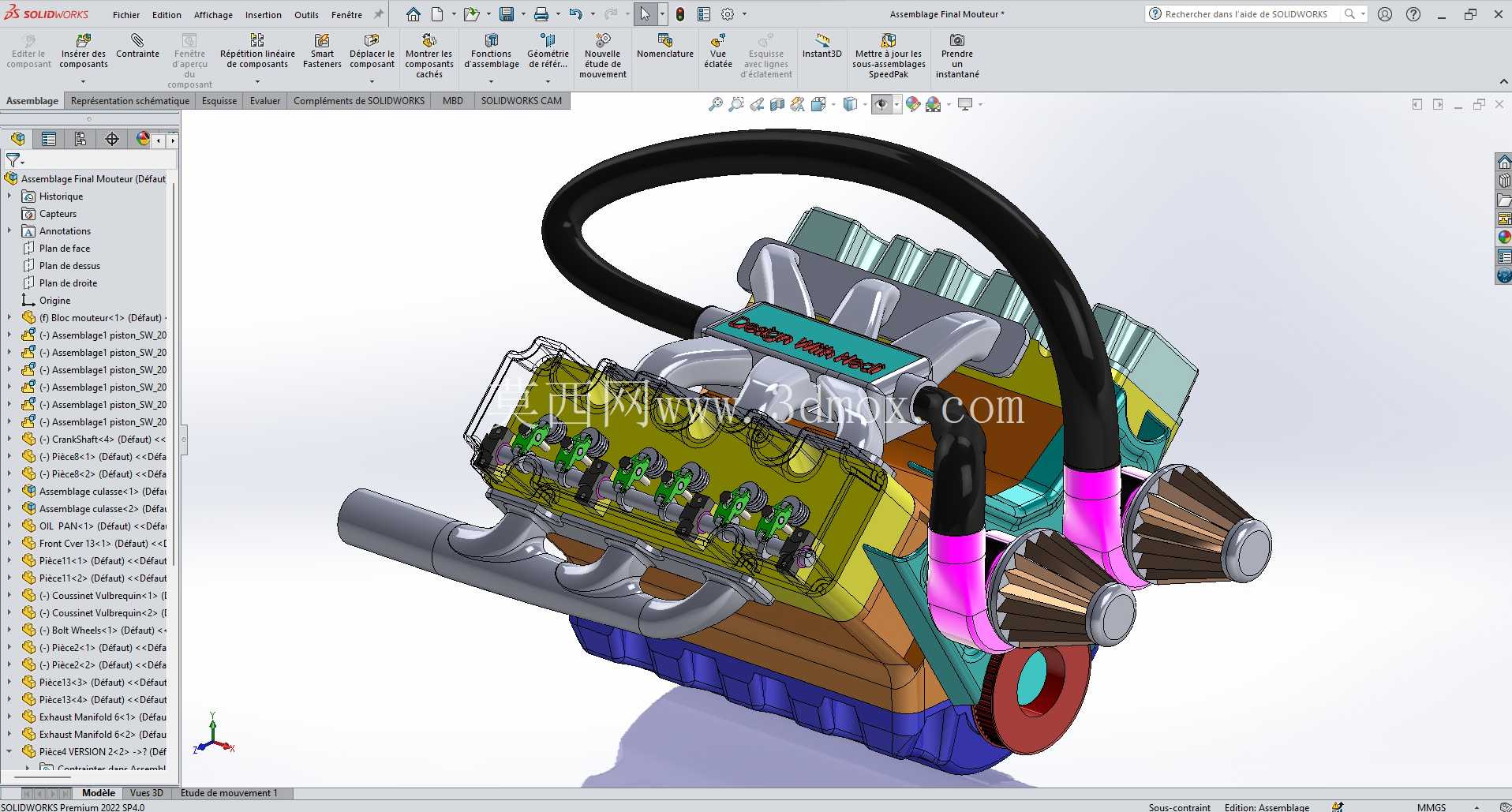 Solidworks 中的 V6 引擎