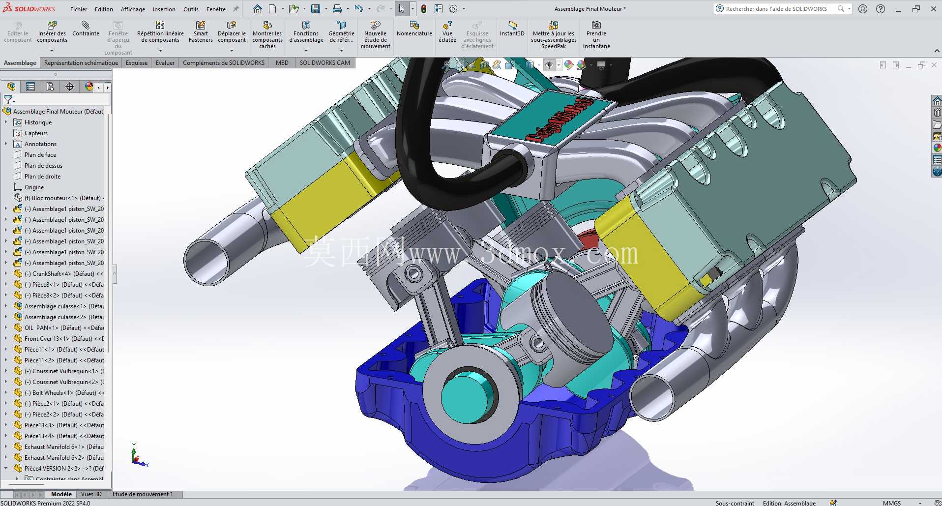 Solidworks 中的 V6 引擎