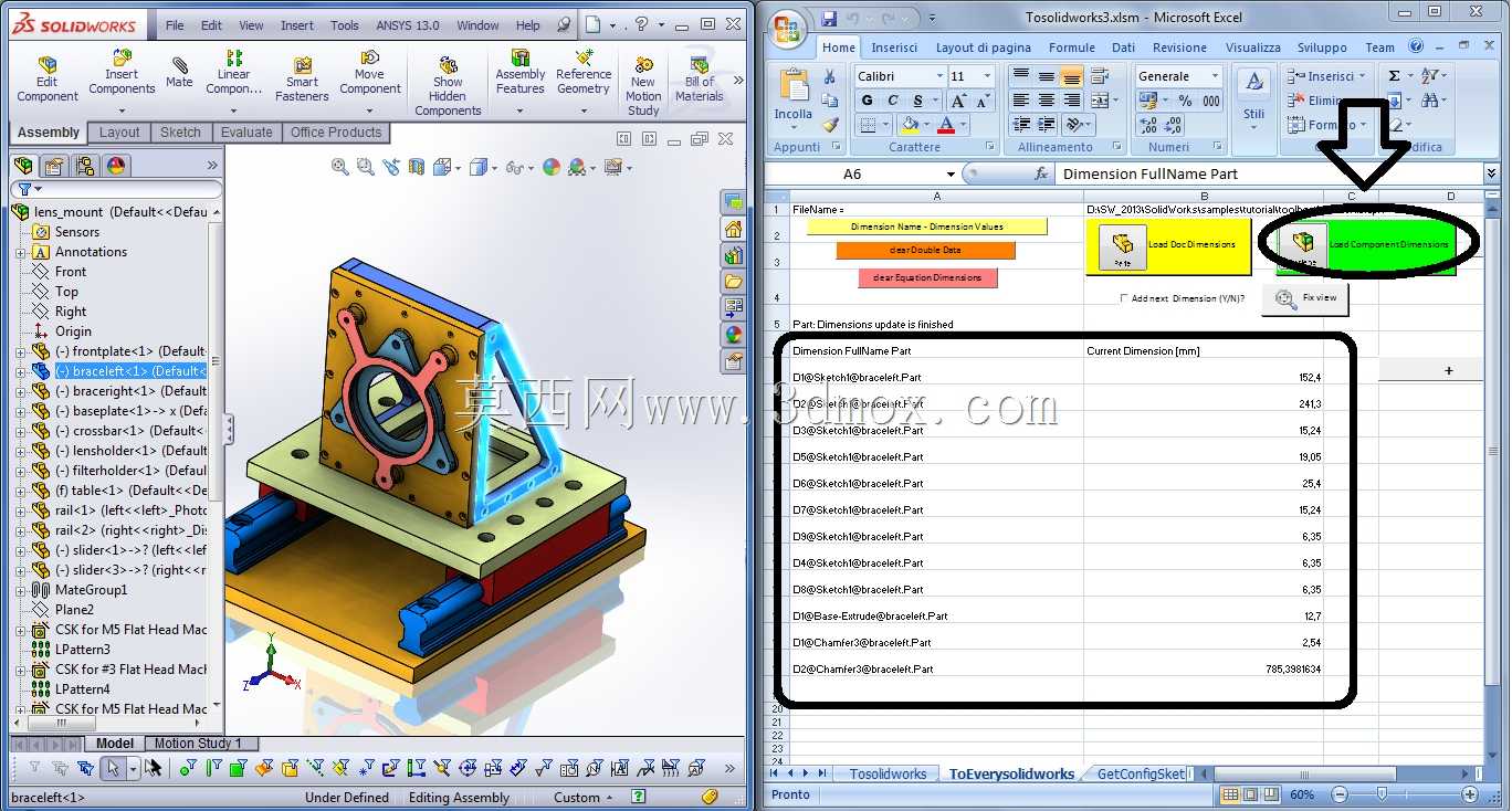 \u003c\u003c\u003cExcel 到 Solidworks13 \u003e\u003e\u003e \u003c\u003c\u003cMathematica 9.0 到 Excel 到 Solidworks13\u