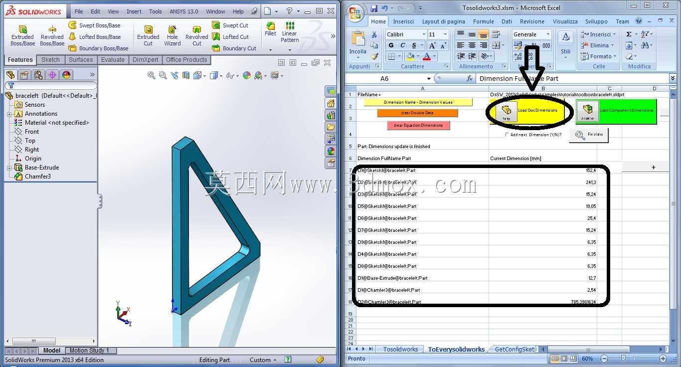 \u003c\u003c\u003cExcel 到 Solidworks13 \u003e\u003e\u003e \u003c\u003c\u003cMathematica 9.0 到 Excel 到 Solidworks13\u