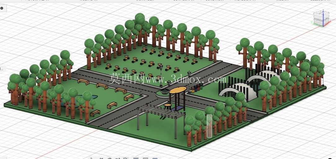 Parque Urbano projetado com brinquedos��bancos �� arvores��
