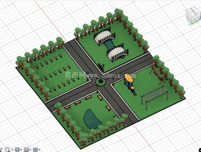 Parque Urbano projetado com brinquedos��bancos �� arvores��