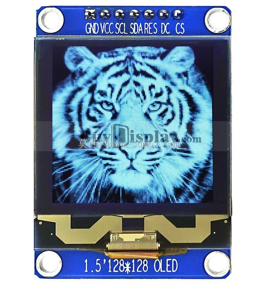 黄色128x128 OLED模块SPI I2C Arduino,树莓派1.5英寸