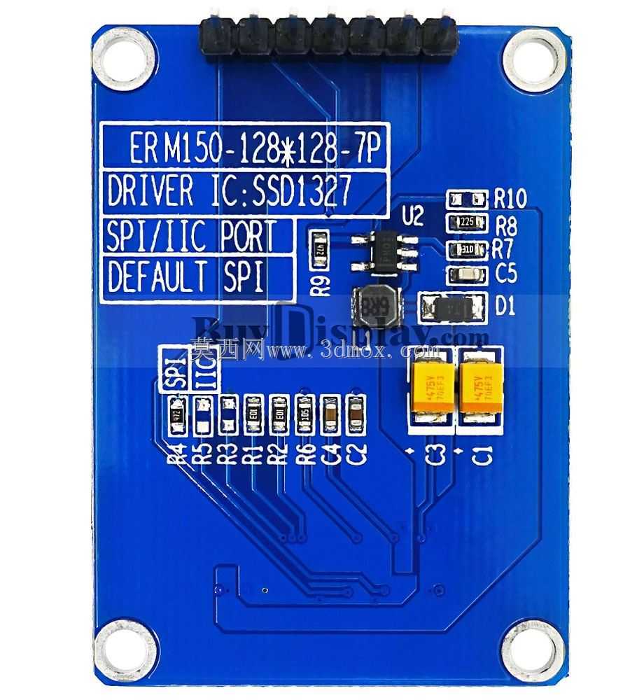 黄色128x128 OLED模块SPI I2C Arduino,树莓派1.5英寸