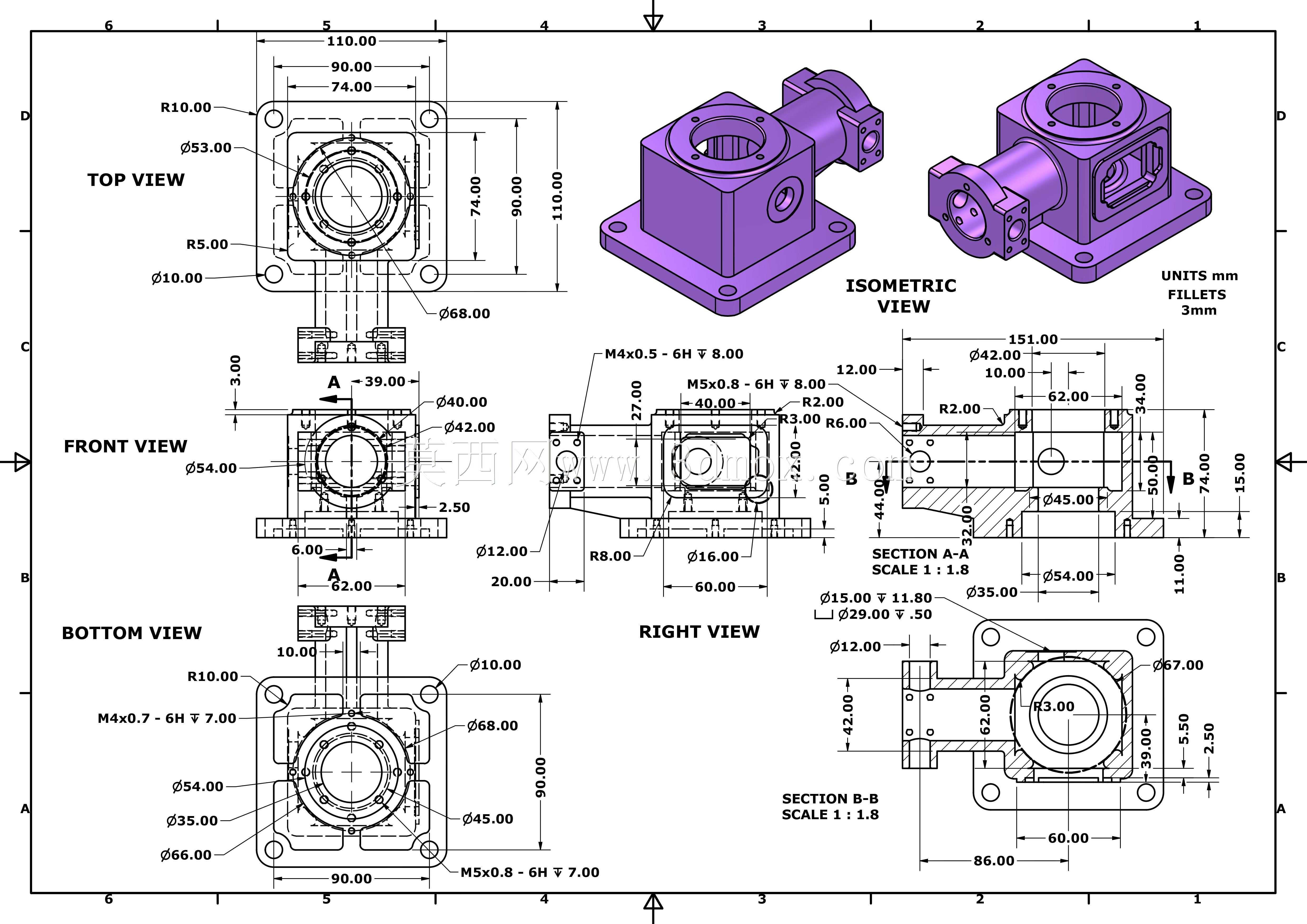 三维CAD基础练习/箱体和壳体零件绘图建模-泵体/Cuerpo de Bomba/Autodesk Inventor Pro