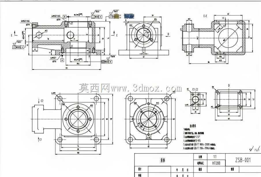 三维CAD基础练习/箱体和壳体零件绘图建模-泵体/Cuerpo de Bomba/Autodesk Inventor Pro