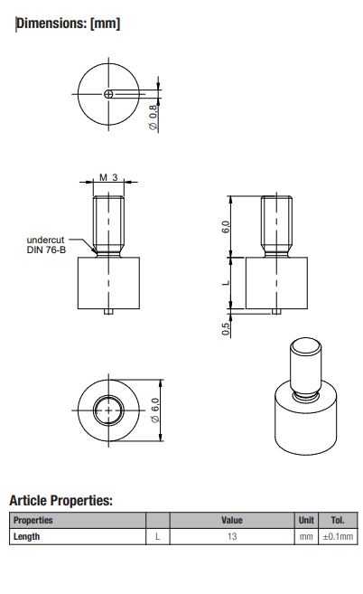 �ֵ�Ƭ������6mm/����M3/RS PN-176-8121��