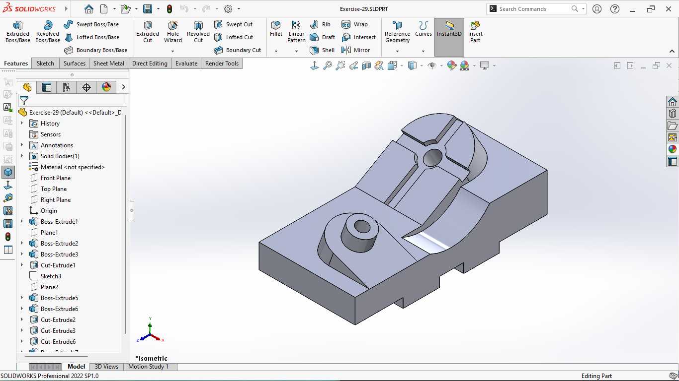 基本的三维模型练习-SOLIDWORKS