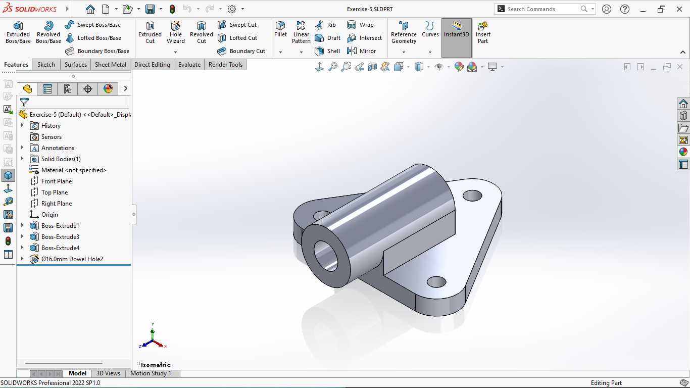 基本的三维模型练习-SOLIDWORKS