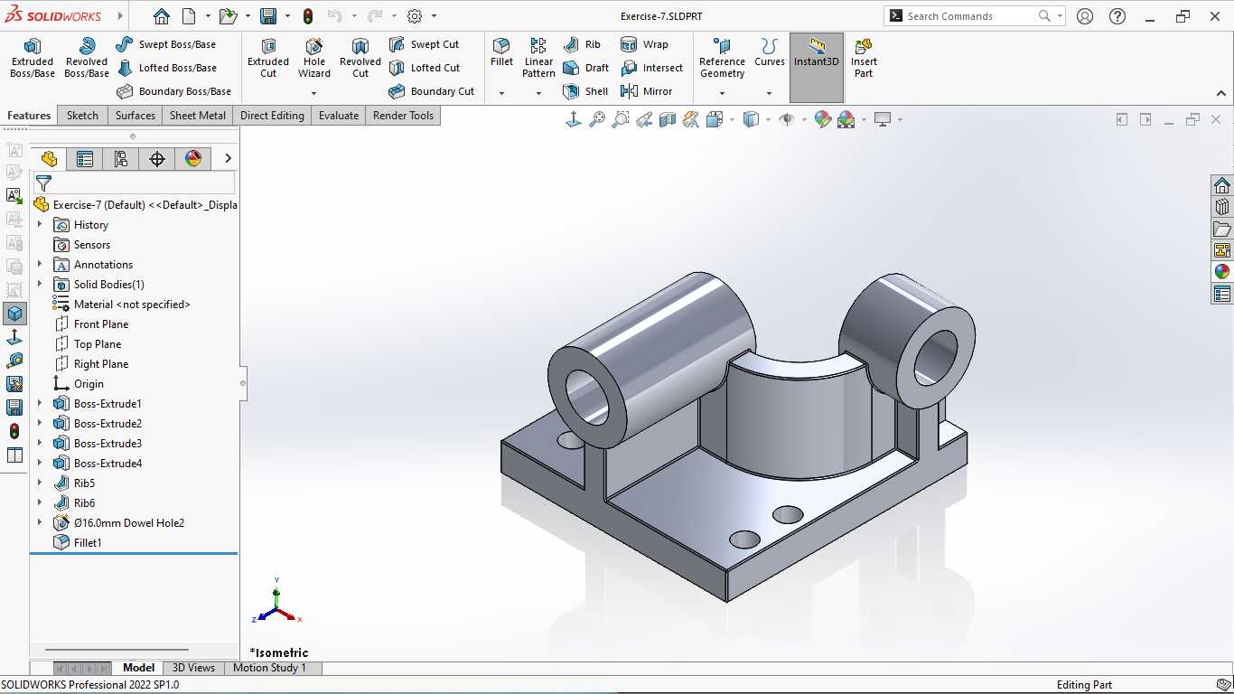 基本的三维模型练习-SOLIDWORKS