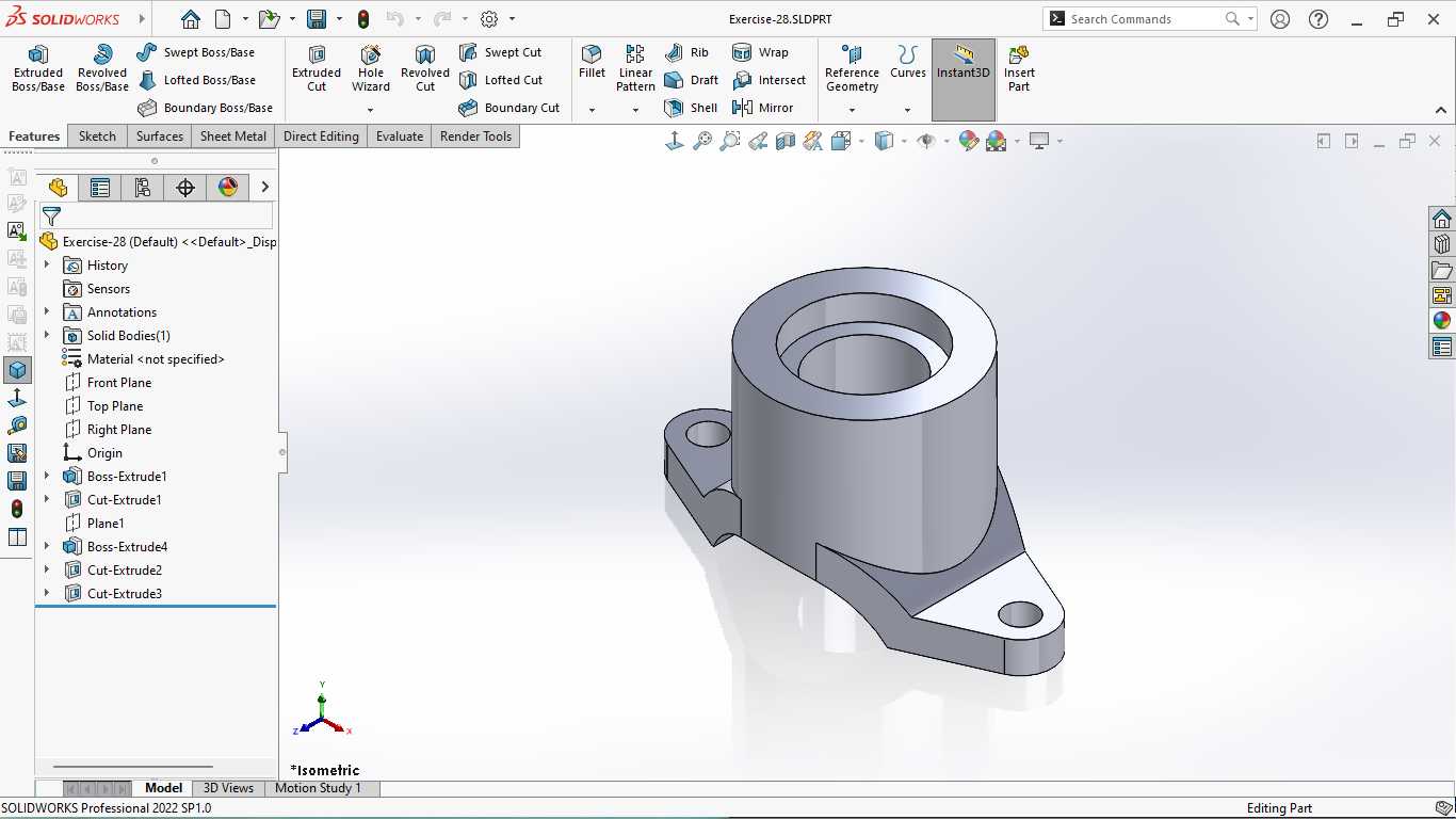 基本的三维模型练习-SOLIDWORKS