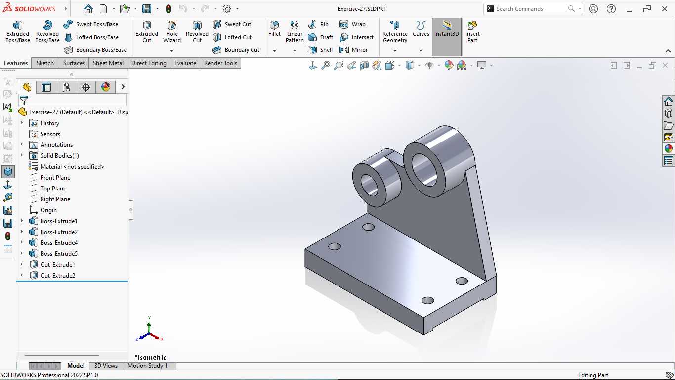 基本的三维模型练习-SOLIDWORKS