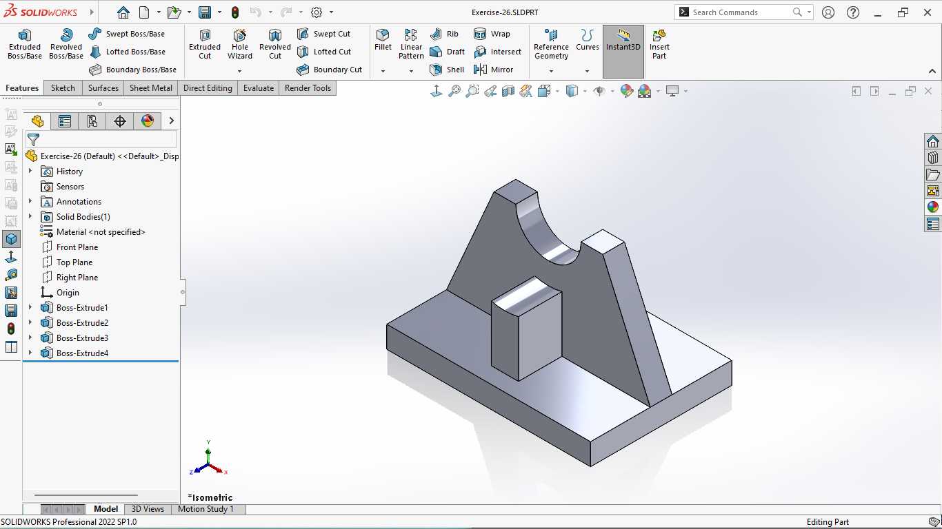 基本的三维模型练习-SOLIDWORKS