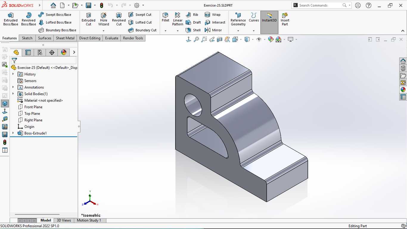 基本的三维模型练习-SOLIDWORKS