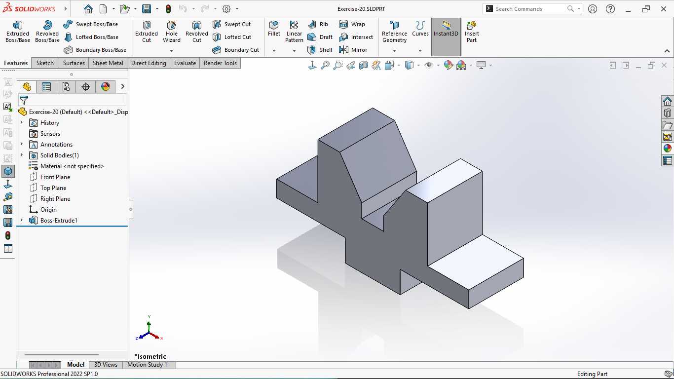 基本的三维模型练习-SOLIDWORKS
