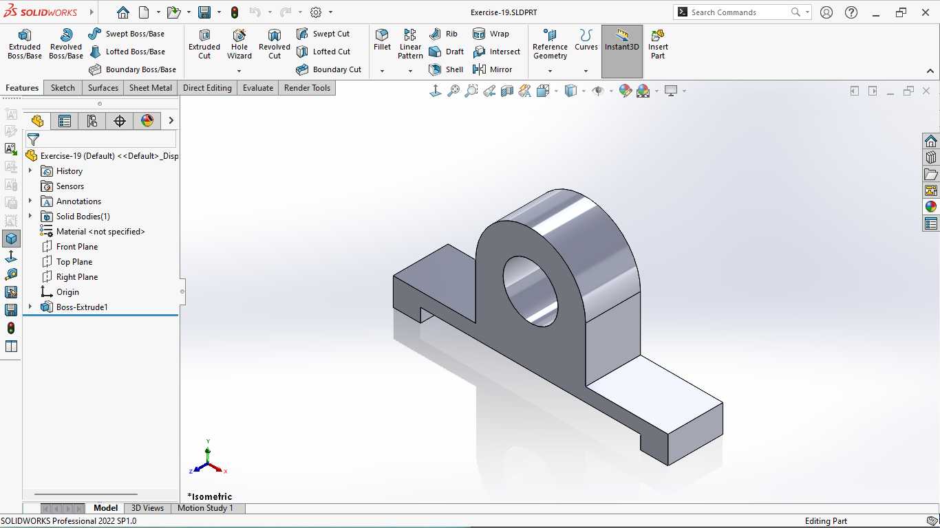 基本的三维模型练习-SOLIDWORKS