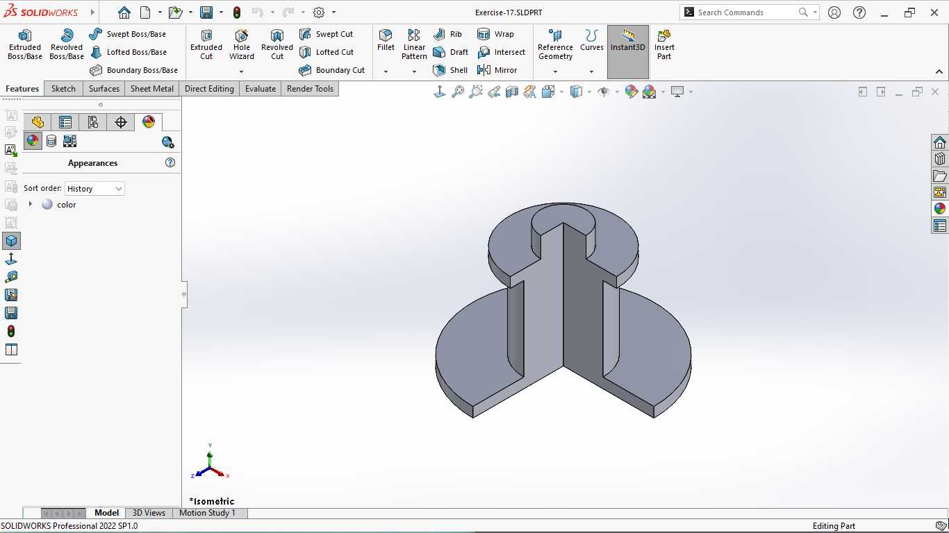 基本的三维模型练习-SOLIDWORKS
