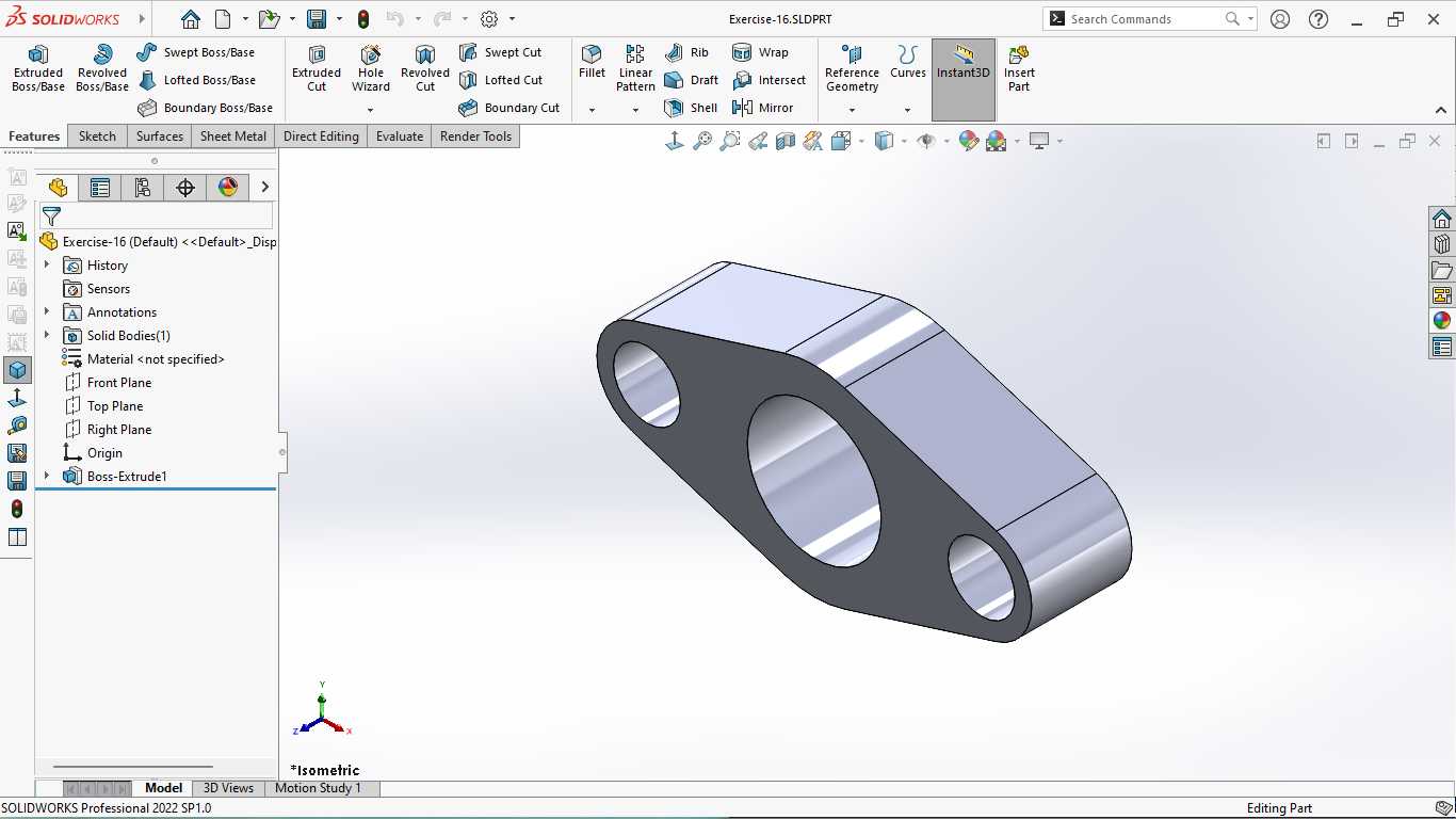 基本的三维模型练习-SOLIDWORKS