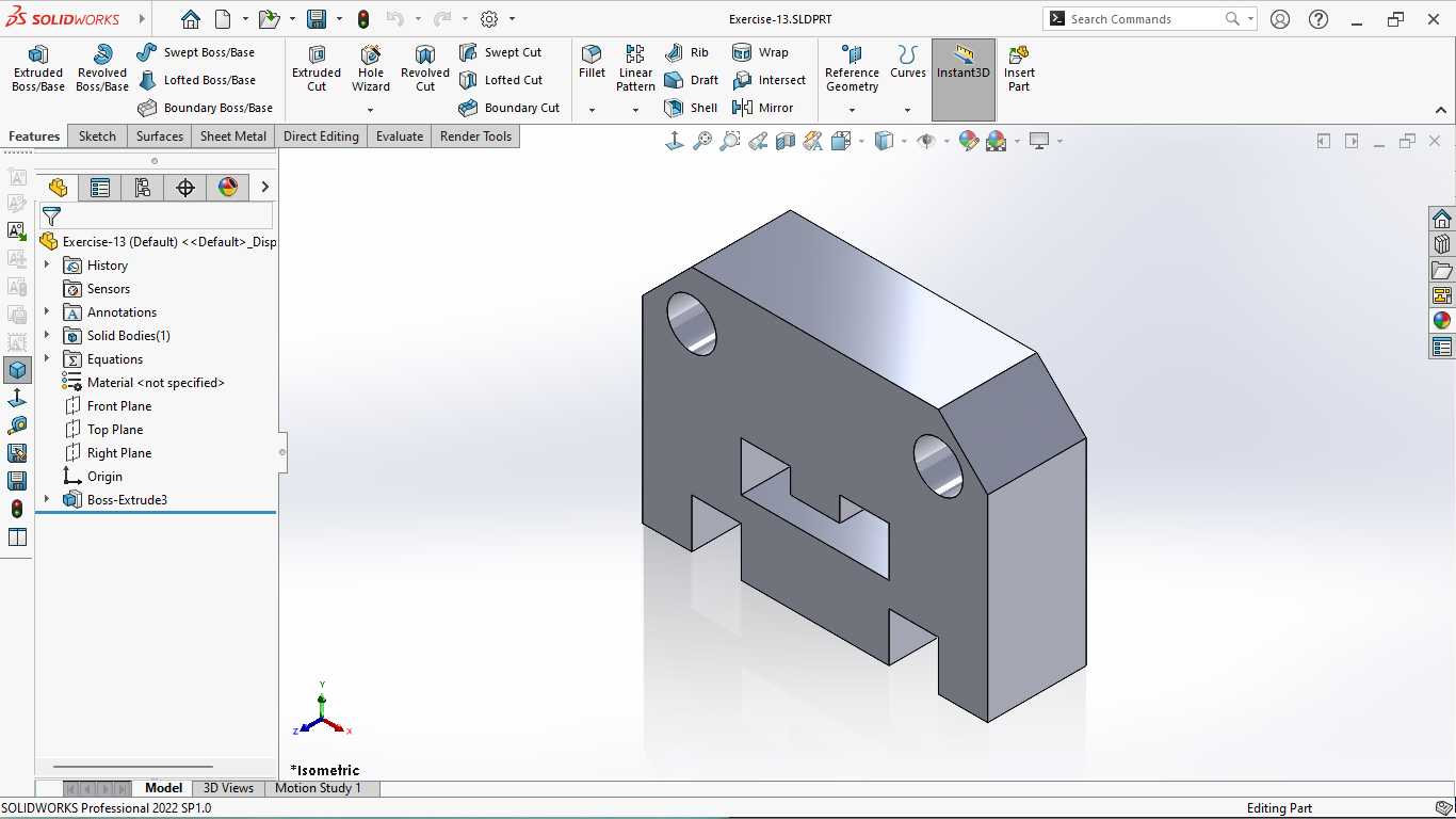 基本的三维模型练习-SOLIDWORKS