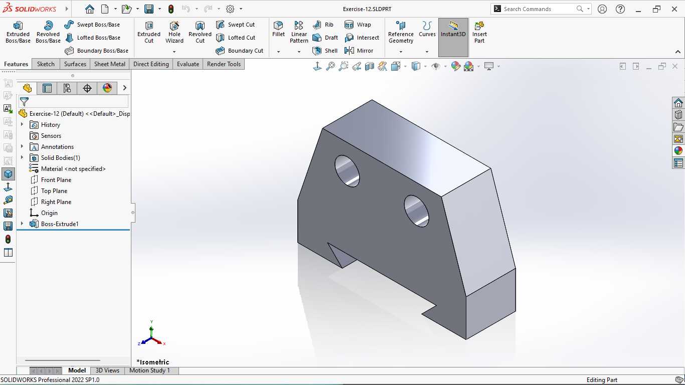 基本的三维模型练习-SOLIDWORKS