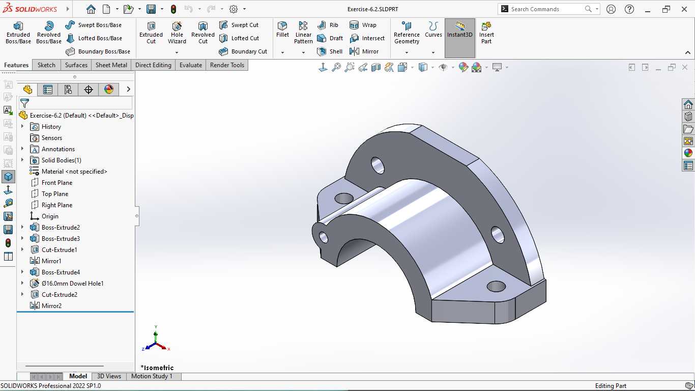 基本的三维模型练习-SOLIDWORKS