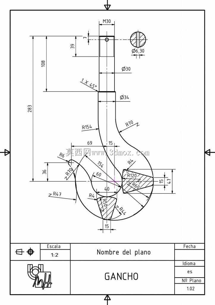 如何在Autocad中绘制起重机吊钩|| Autocad 3d练习