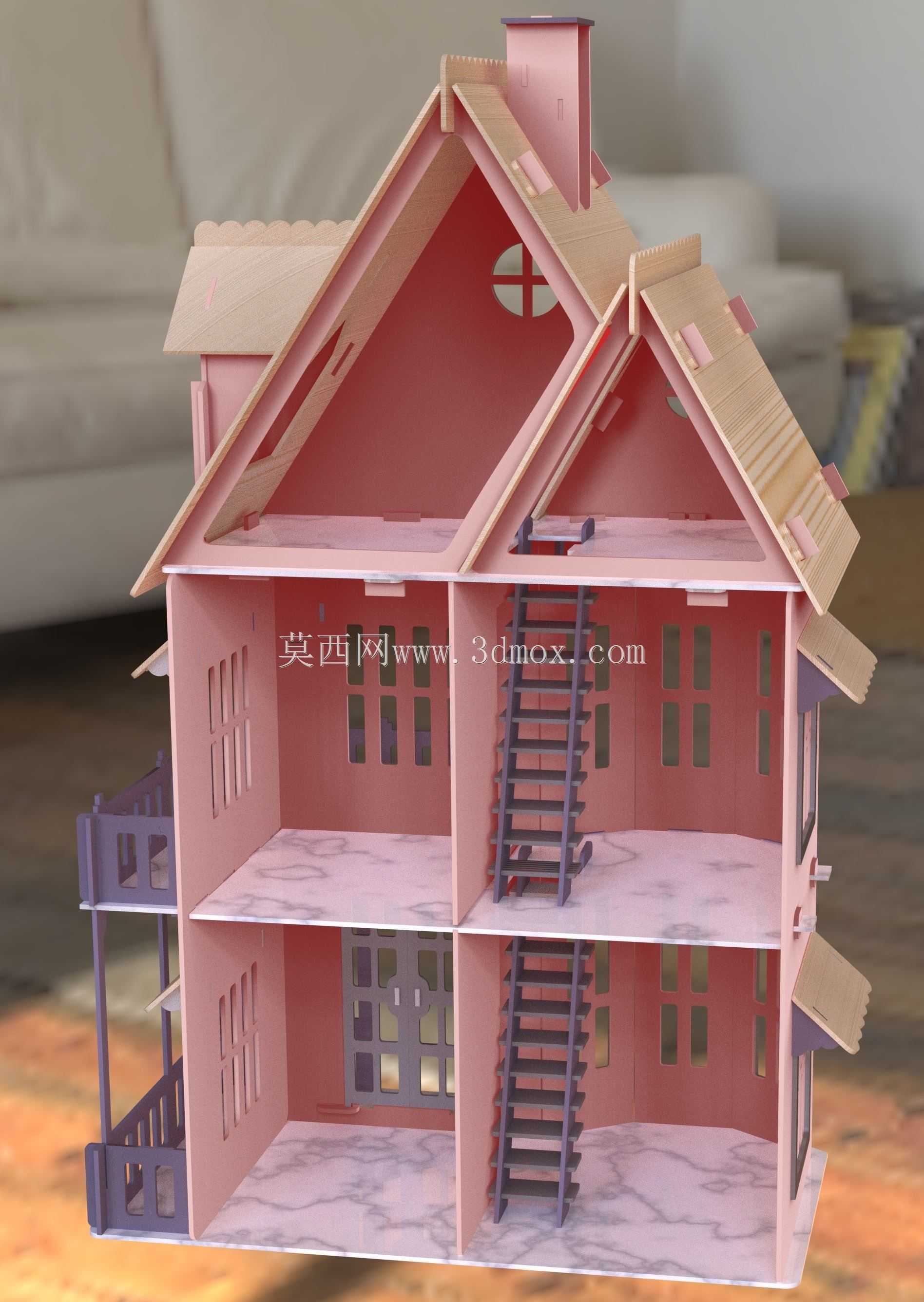 激光切割中的玩具屋组装