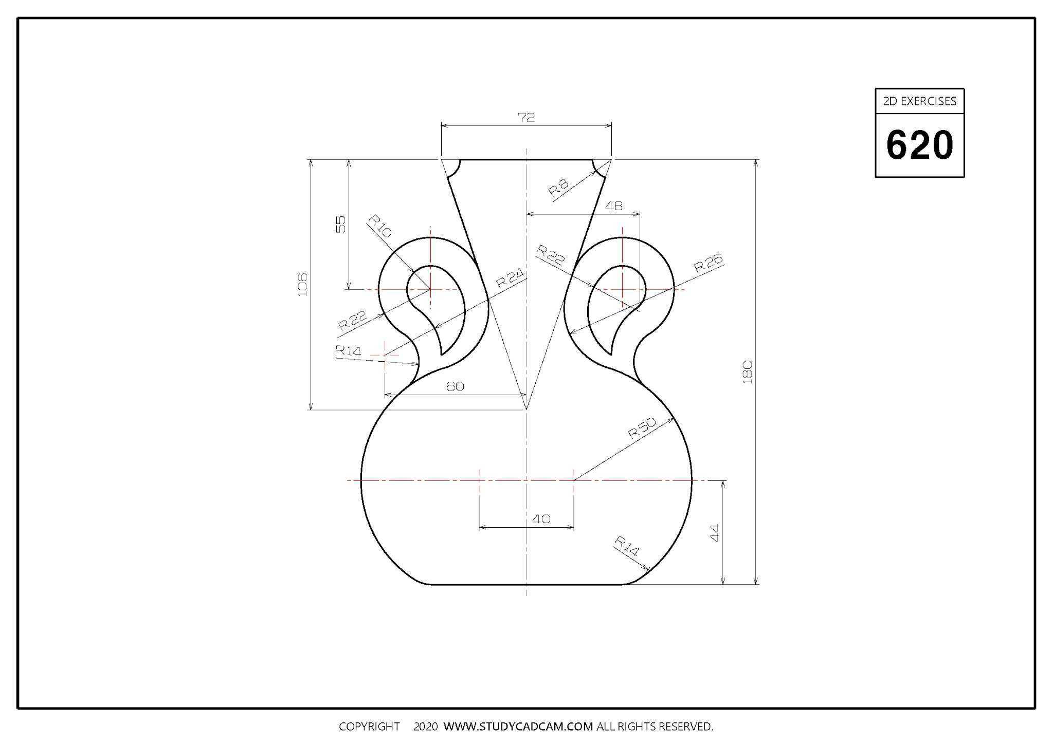 Studycadcam 2D 到 3D CAD 练习 620/Vase/ Florero/ /Autodesk Inventor Pro