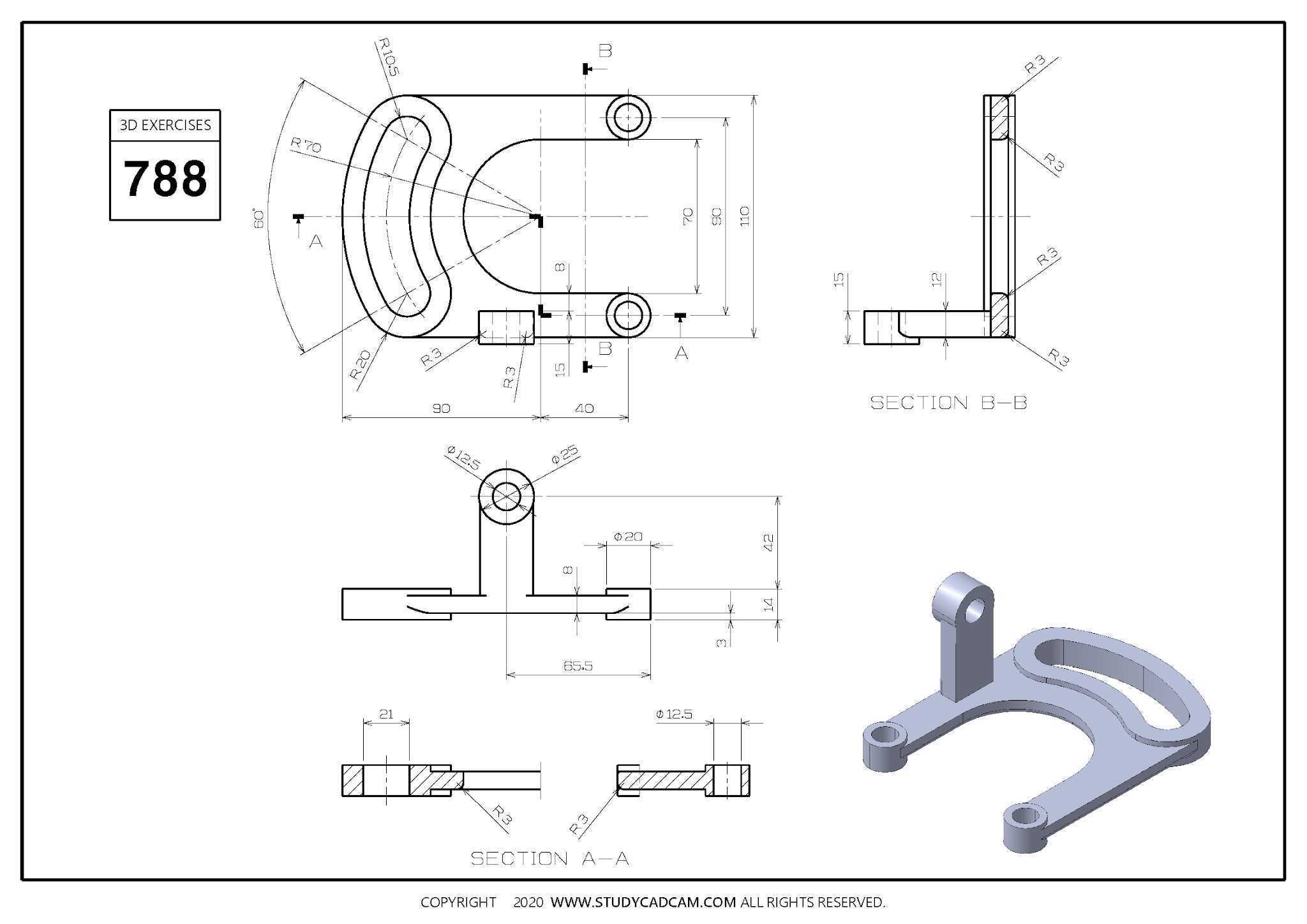 Studycadcam 3D CAD 练习 788/Autodesk Inventor Pro