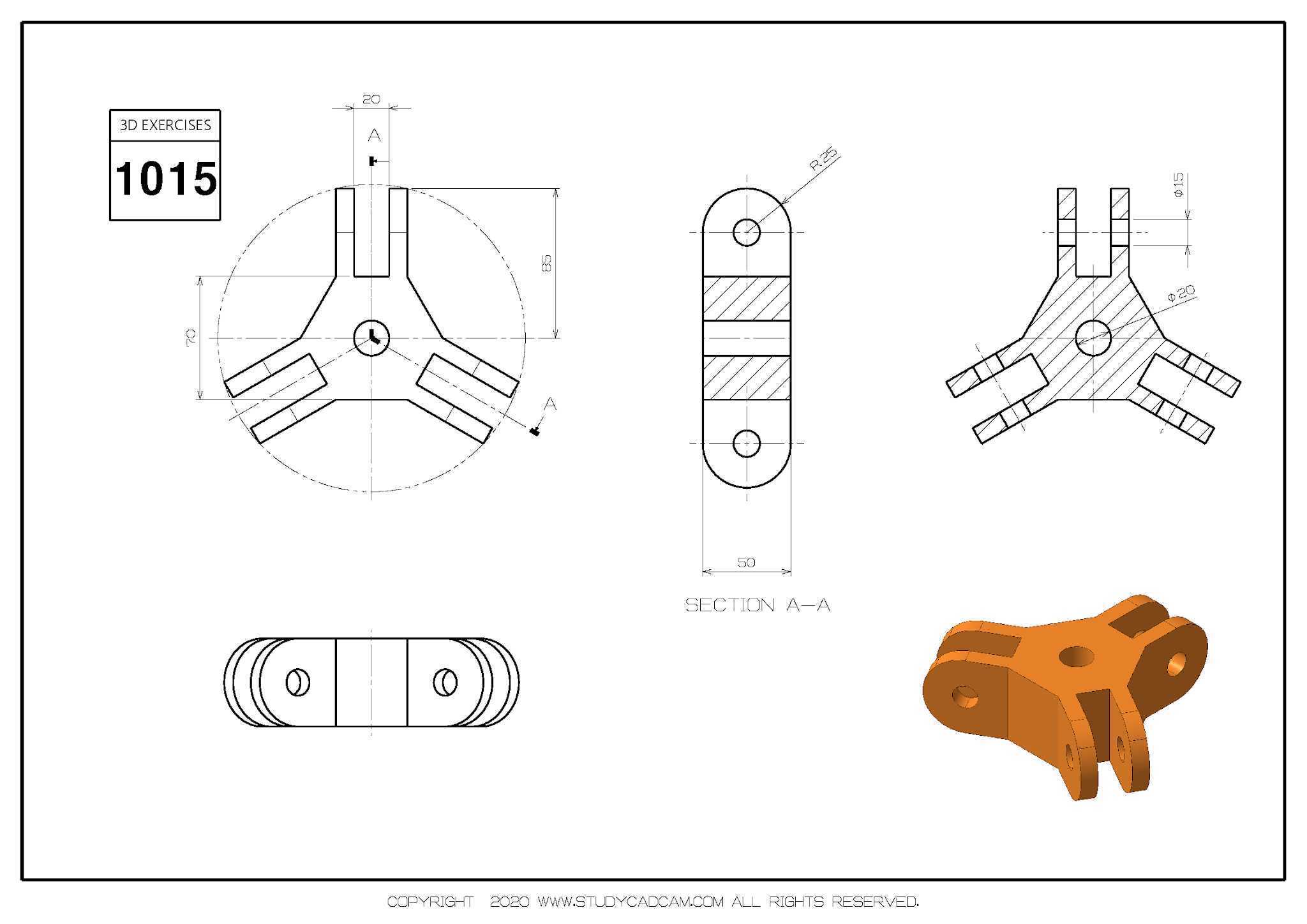 Studycadcam 3D CAD 练习 1015/Autodesk Inventor Pro