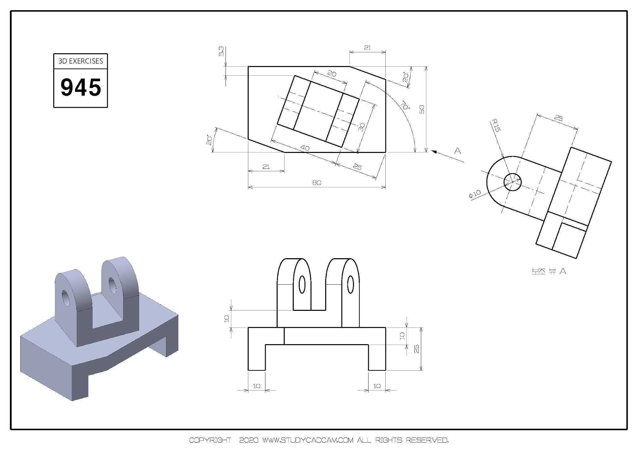 Studycadcam 3D CAD 练习 945/Autodesk Inventor Pro