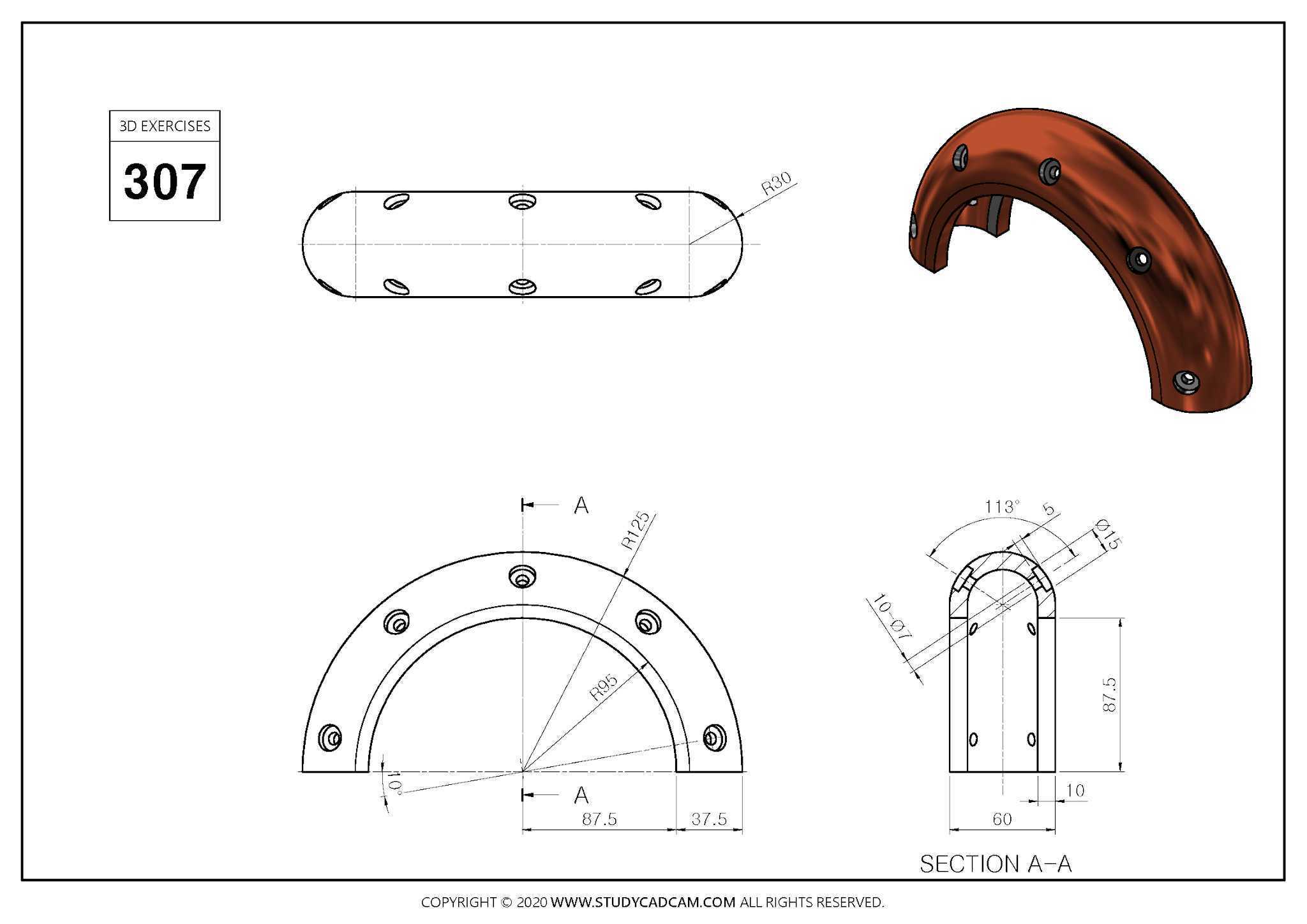 Studycadcam 3D CAD 练习 307/Autodesk Inventor Pro