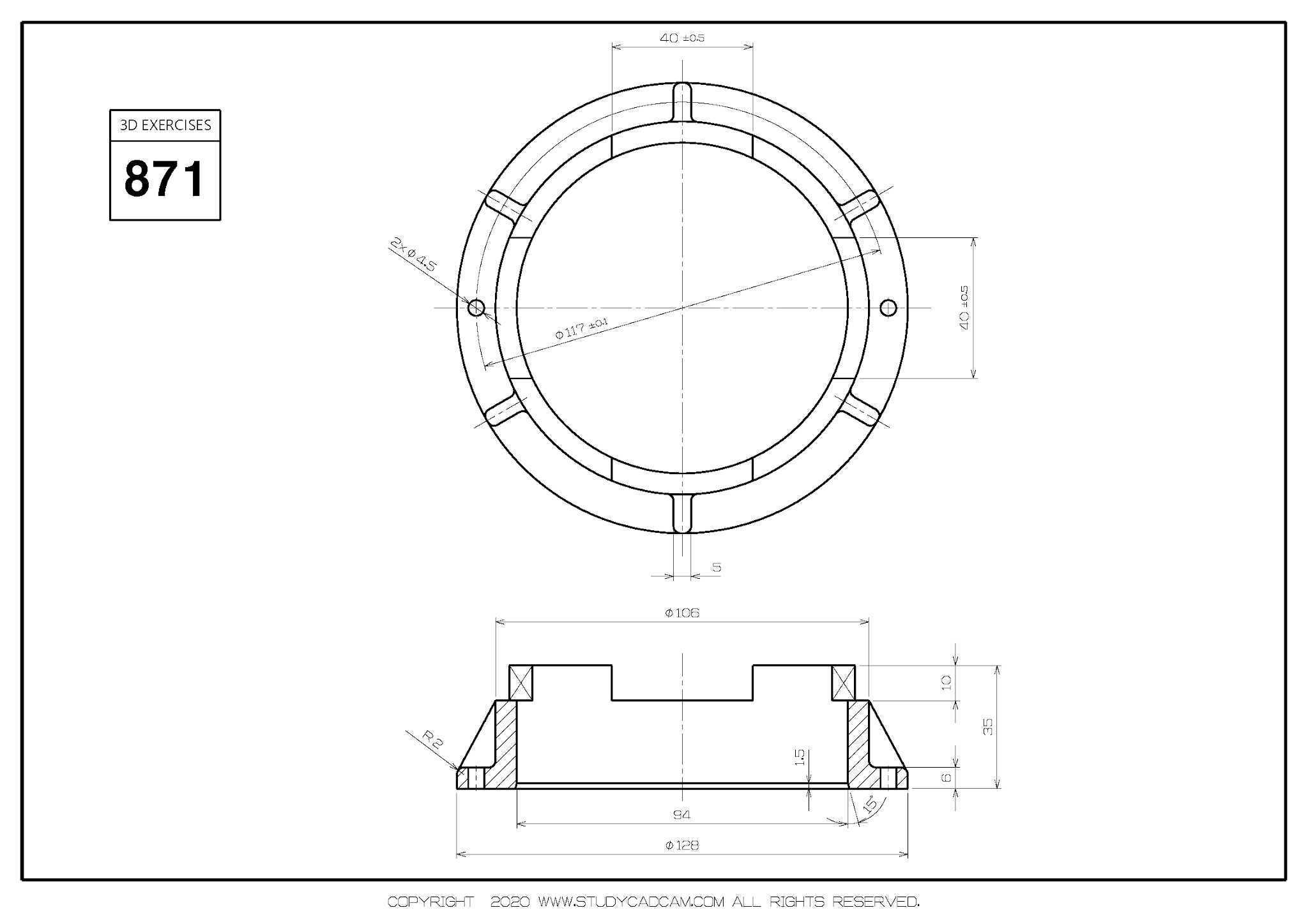 Studycadcam 3D CAD 练习 871 /Autodesk Inventor Pro
