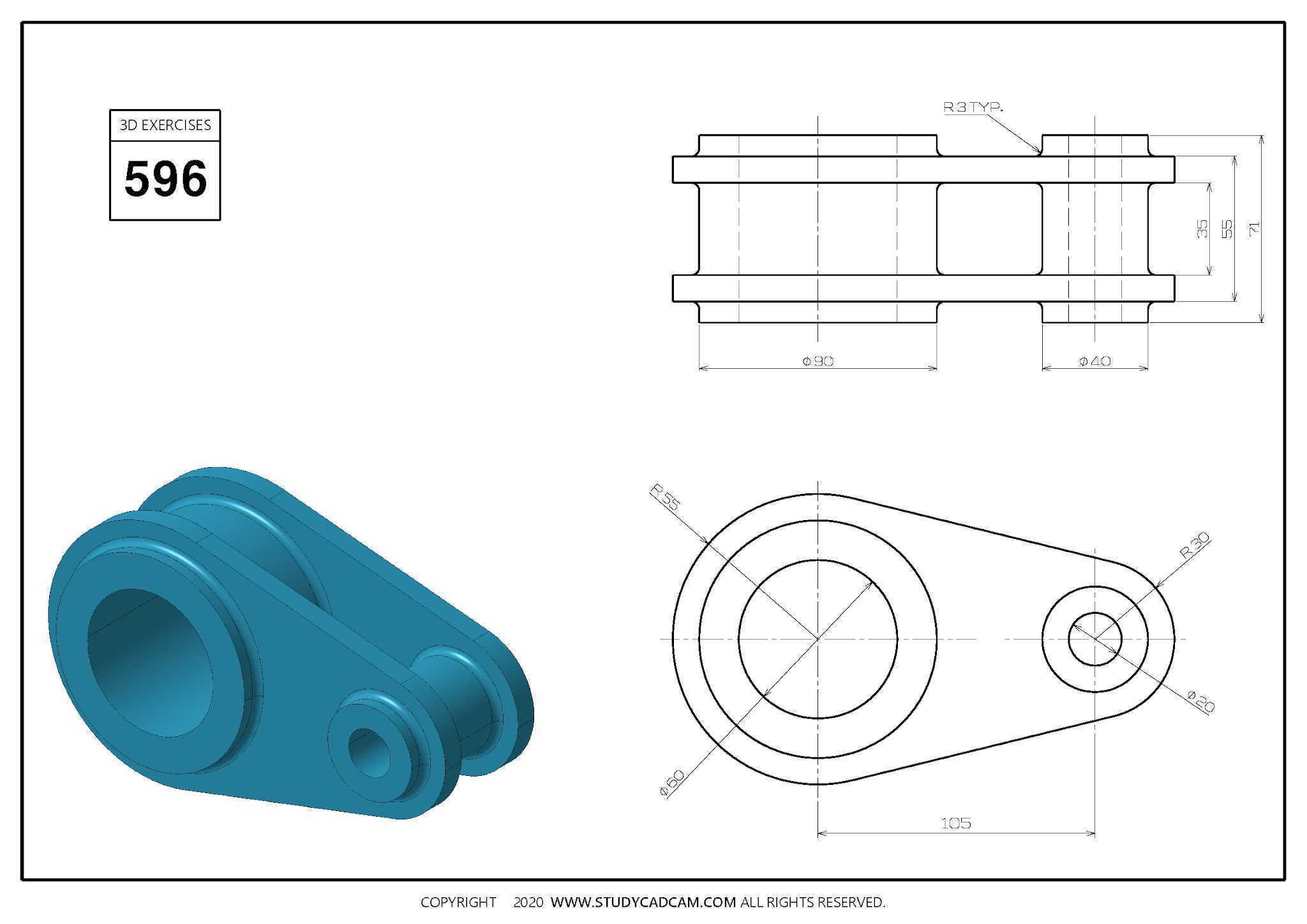 Studycadcam 3D CAD 练习 596 /Autodesk Inventor Pro
