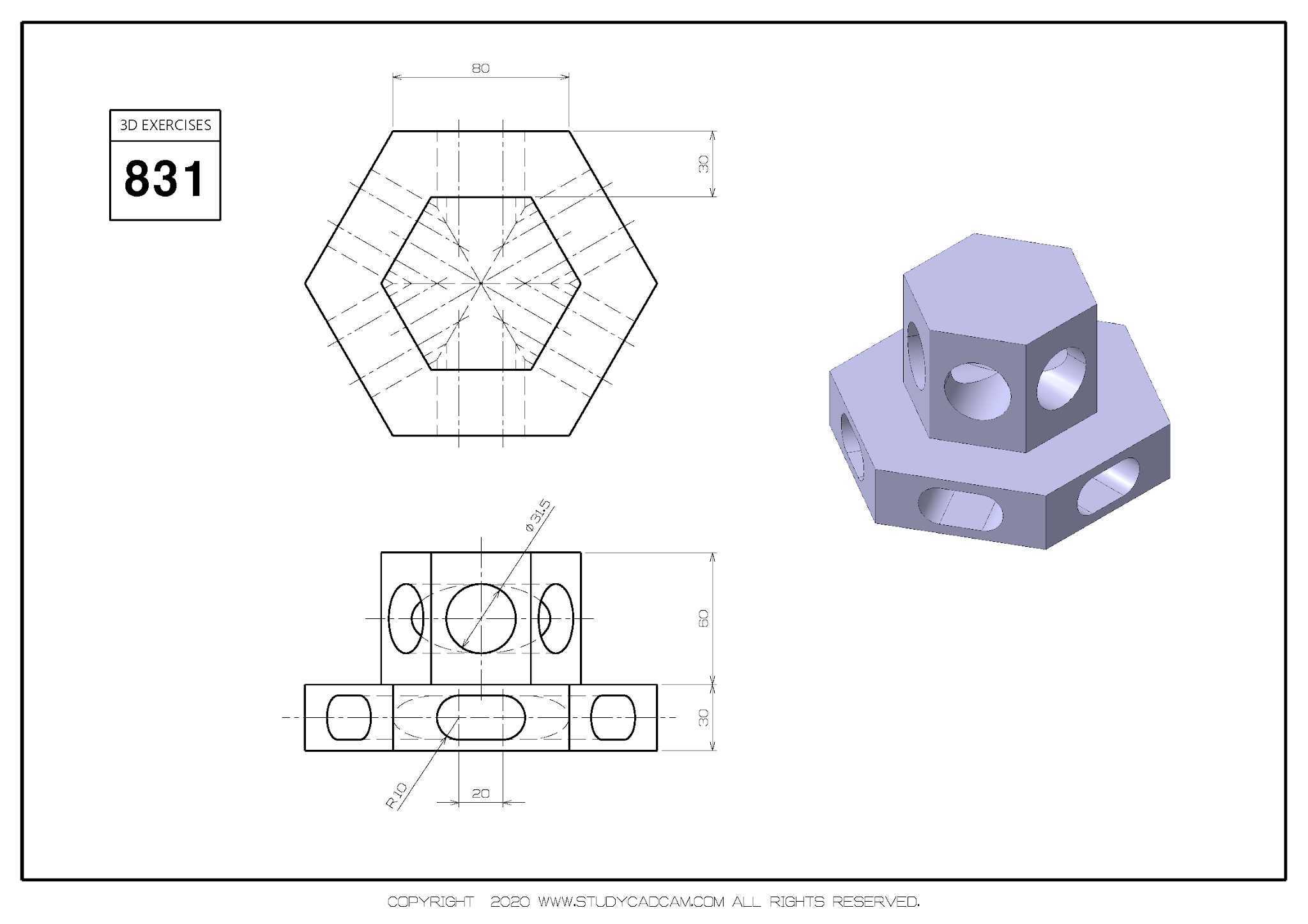 Studycadcam 3D CAD 练习 831/Autodesk Inventor Pro