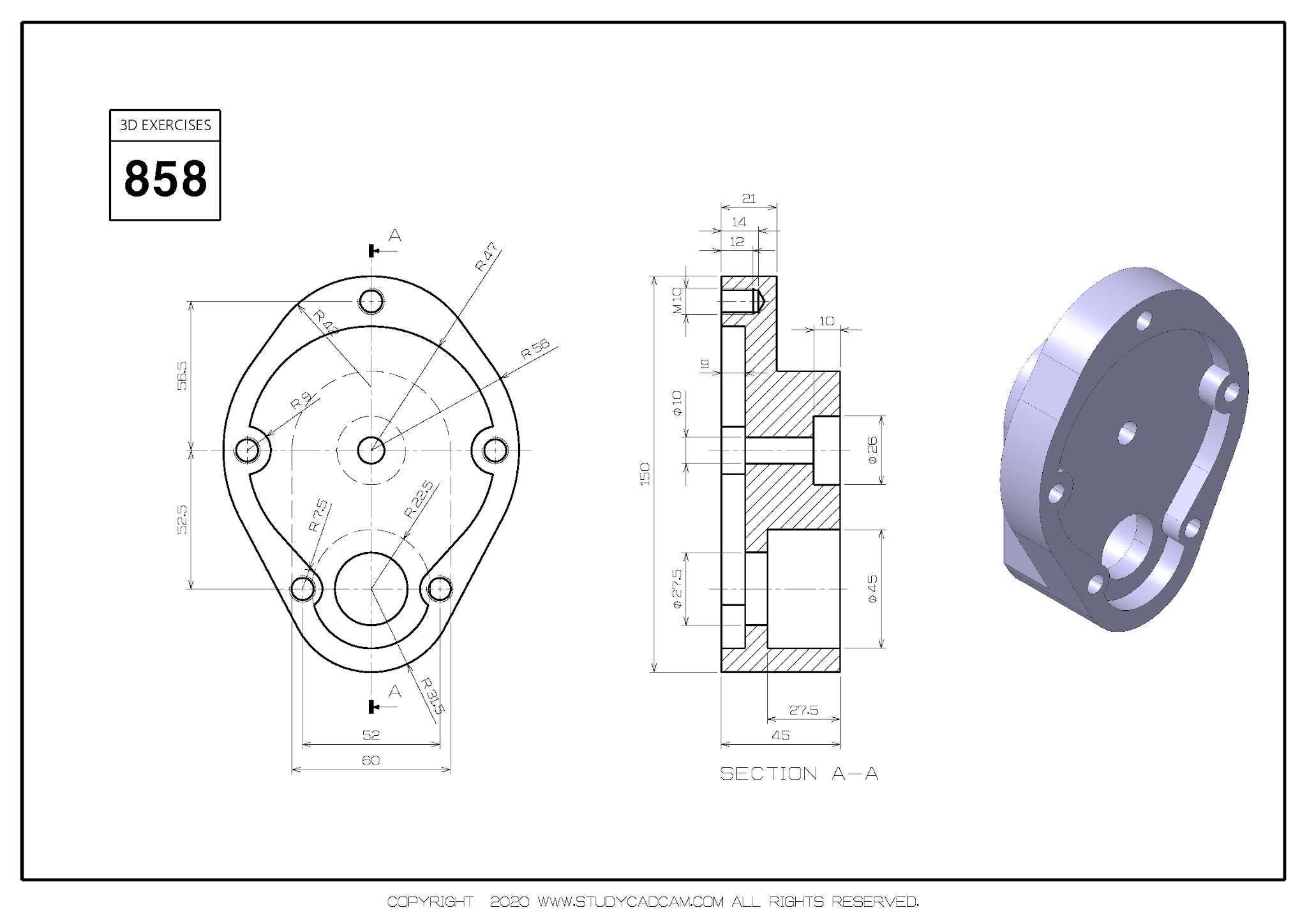 Studycadcam 3D CAD 练习 858/Autodesk Inventor Pro