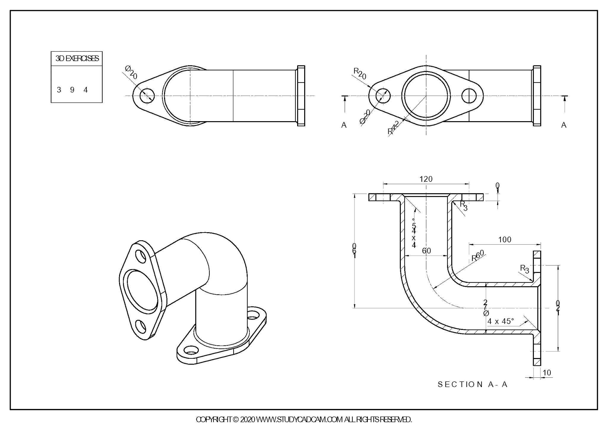 Studycadcam 3D CAD 练习 394/Autodesk Inventor Pro