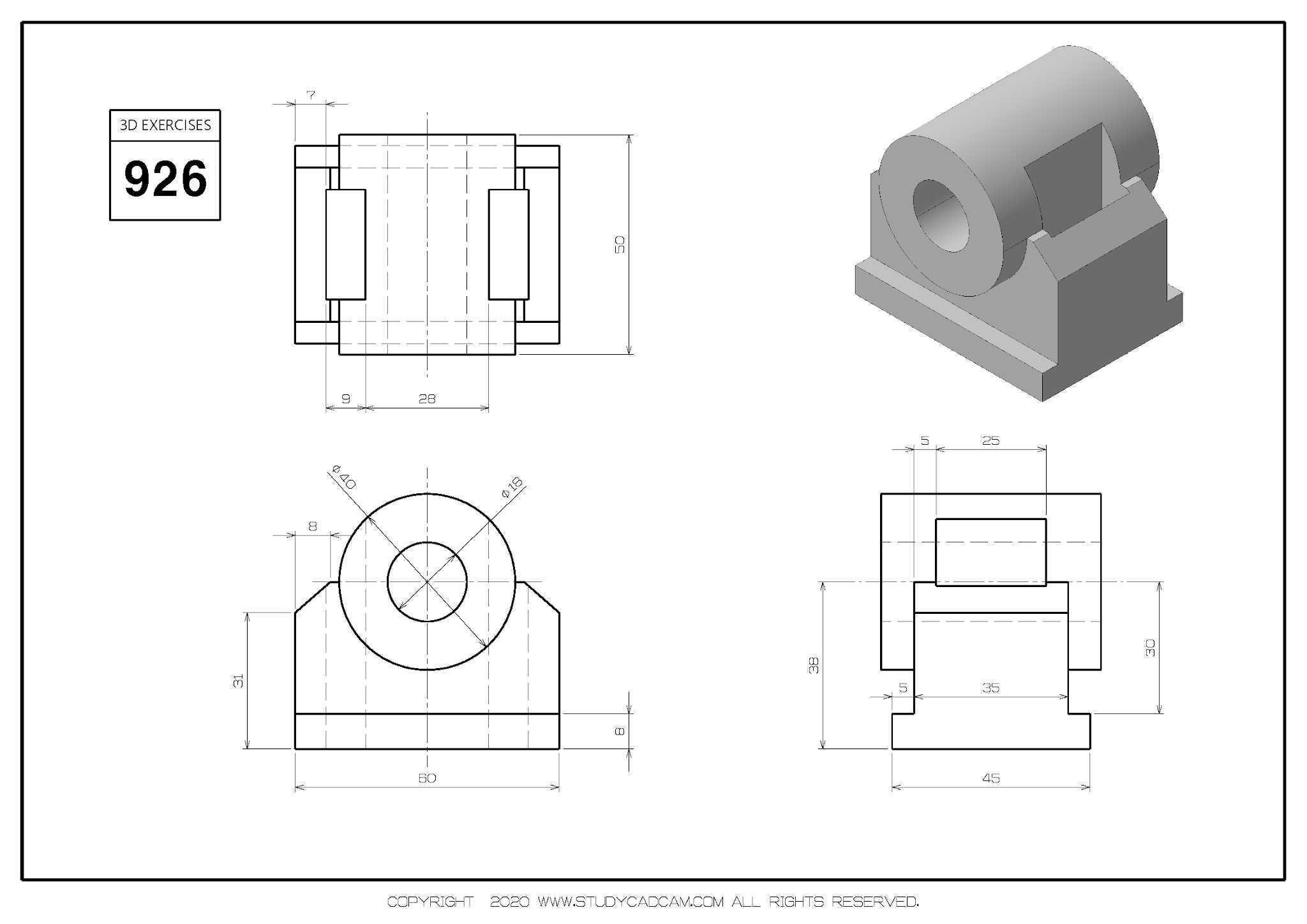 Studycadcam 3D CAD 练习 926/Autodesk Inventor Pro