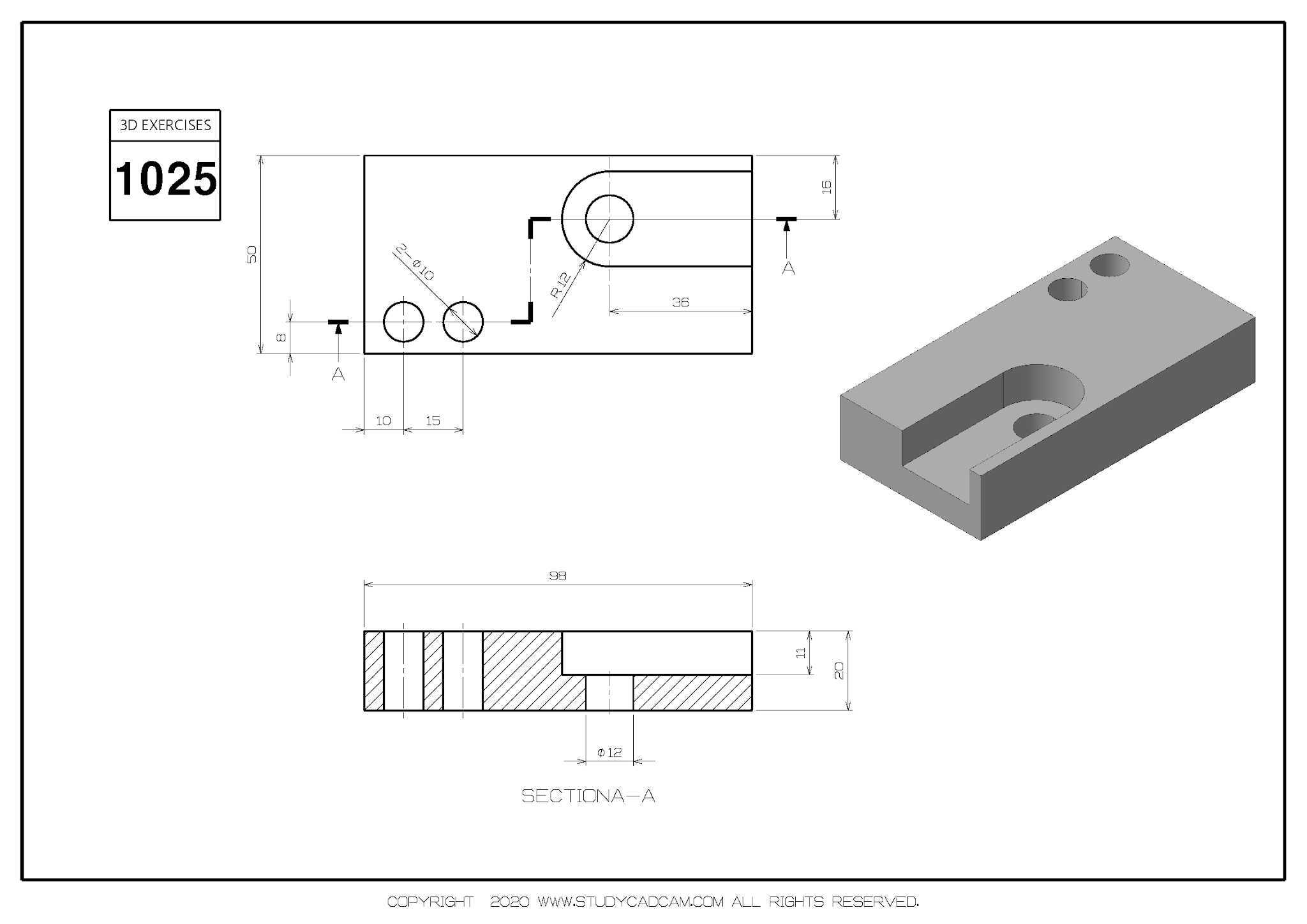 Studycadcam 3D CAD 练习 1025/Autodesk Inventor Pro