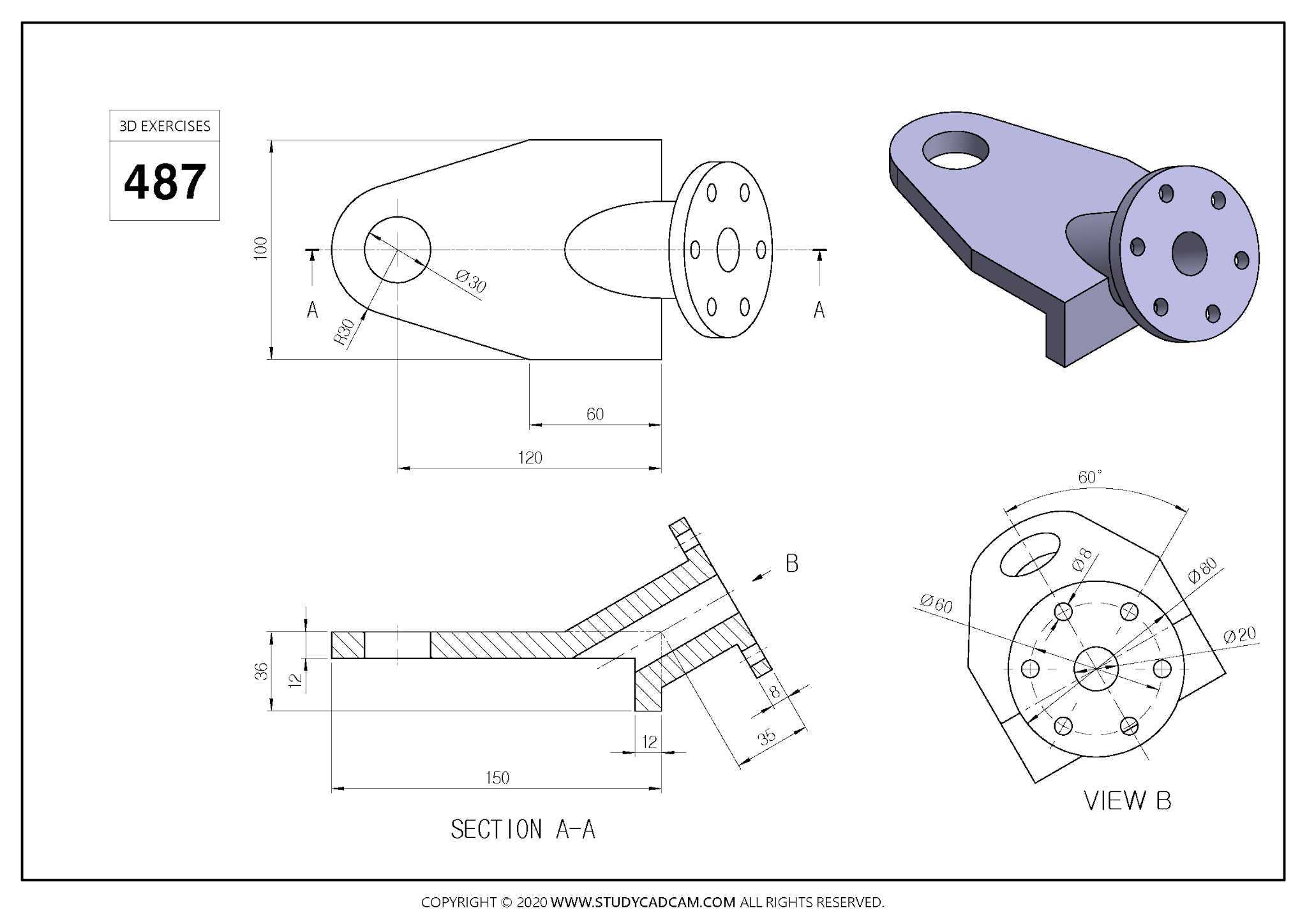 Studycadcam 3D CAD 练习 487/Autodesk Inventor Pro