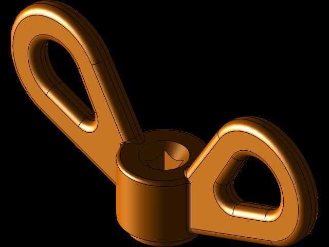 058 Studycadcam 3D CAD 练习 59 / 翼形螺母/ Tuerca de Mariposa/ Autodesk Inventor Pro